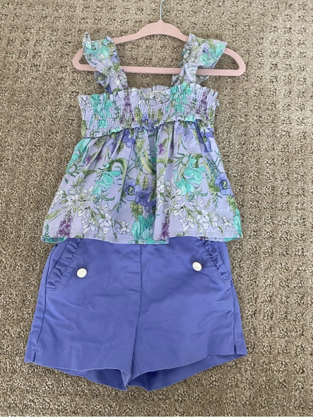 Janie and Jack Floral Purple Tank and Shorts Set